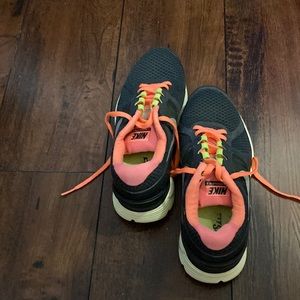 Blue and orange women tennis shoes